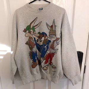 1995 Warner Bros Looney Tunes Sweatshirt XL Grey